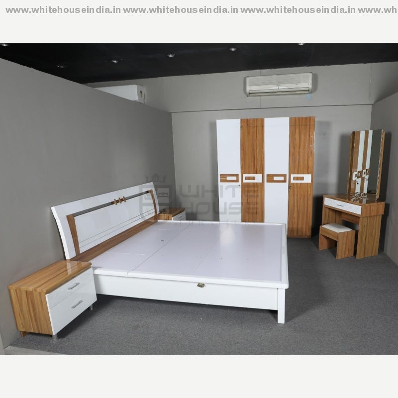 11E004 Bedroom Set 1.8M King Size Bed Matters = 71*79 Inc. / White Material Mdf With Deco Paint