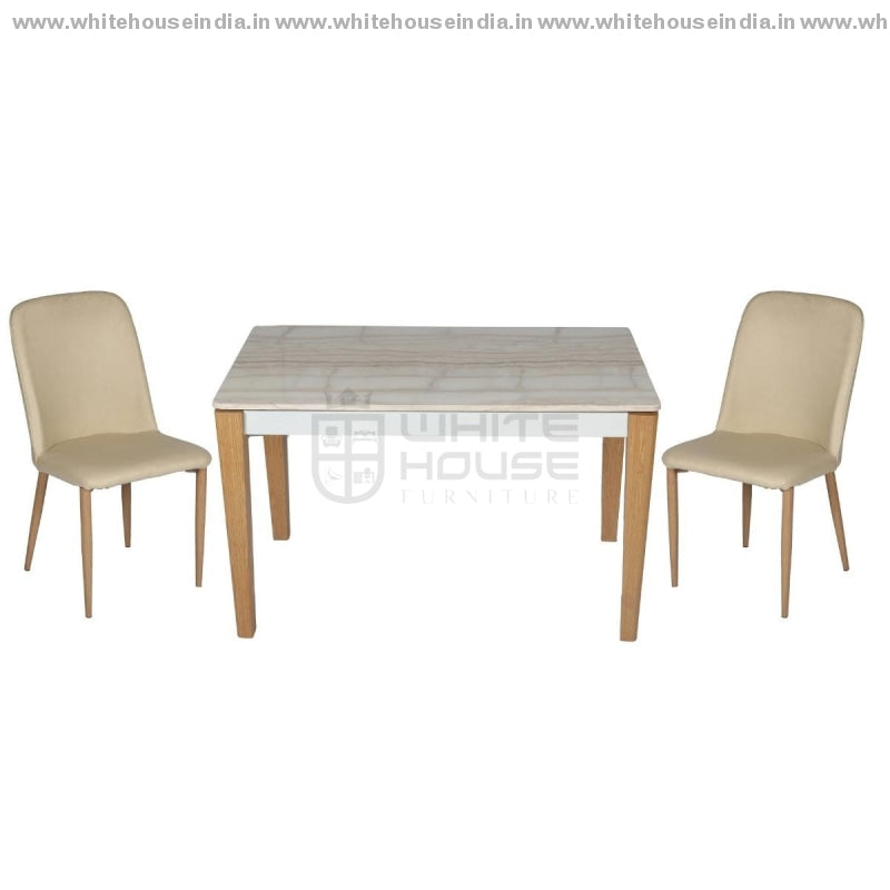 1212/t1213/y265 Dining Table Set (1+6) 1.5M*0.9M / Off White Wooden Base With Artificial Marble Top