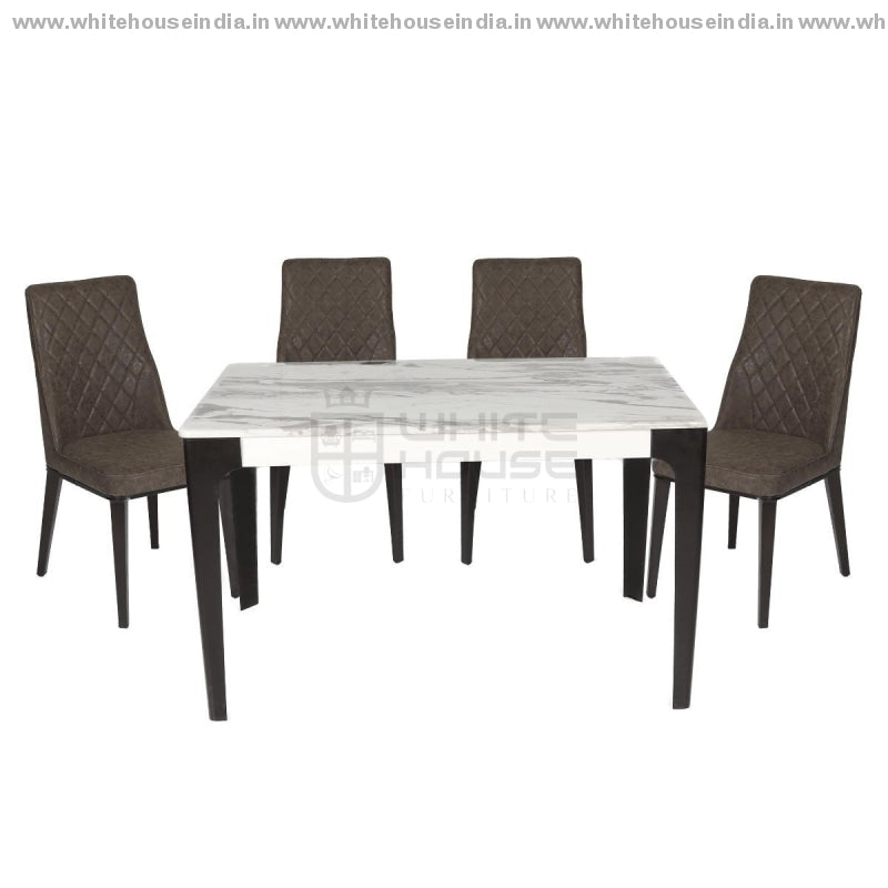 1219/t-1112G/x1 Dining Table Set (1+6) 1.5M*0.9M / White Wooden Base With Artificial Marble Top