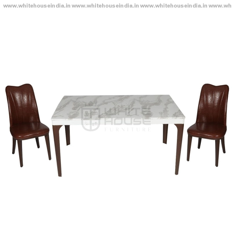 1221/t1110/x2 Dining Table Set (1+4) 1.2M*0.7M / Brown Wooden Base With Artificial Marble Top Chair