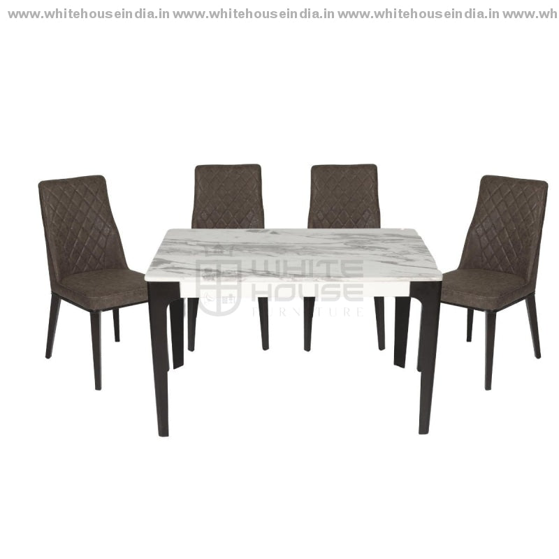 1222/t1112G/x1 Dining Table Set (1+4) 1.2M*0.7M / Grey Wooden Base With Artificial Marble Top Chair