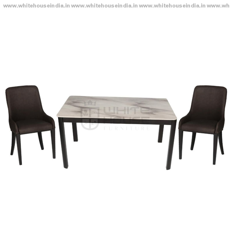 152/t1101/y808 Dining Table Set (1+6) 1.5M*0.9M / Brown Wooden Base With Artificial Marble Top Chair