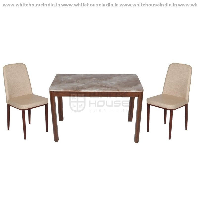 206/11/117 Dining Table Set (1+4) 1.2M*0.7M / Brown Wooden Base With Artificial Marble Top Chair