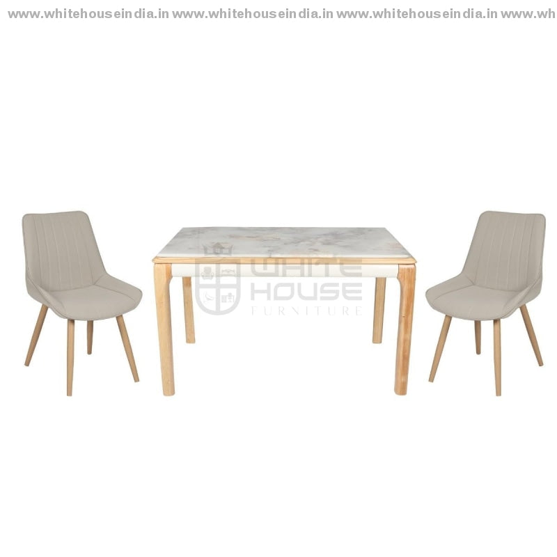 602/608 Dining Table Set (1+4) 1.3M*0.8M / Grey Wooden Base With Artificial Marble Top Chair Metal