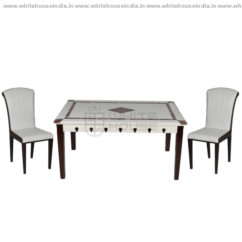 8063/y16 Dining Table Set (1+4) 1.3M*0.8M / White Wooden Base With Artificial Marble Top Chair Metal