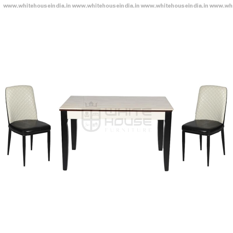 8064/y29 Dining Table Set (1+4) 1.3M*0.8M / Black Wooden Base With Artificial Marble Top Chair Metal