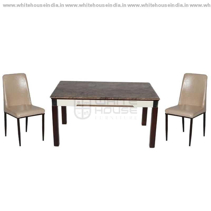 8065/y19 Dining Table Set (1+6) 1.5M*0.9M / Brown Wooden Base With Artificial Marble Top Chair Metal