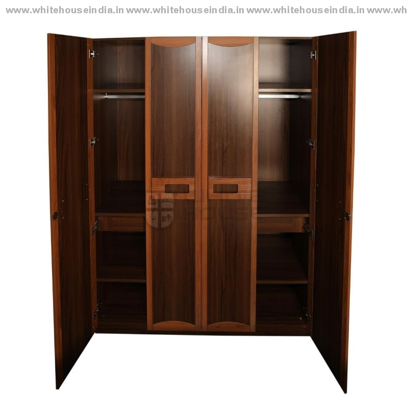 9E001 Wardrobe 4 Door Width=63 Height=79 Depth=23 Inc. / Brown Material Mdf With Laminate Cupboard