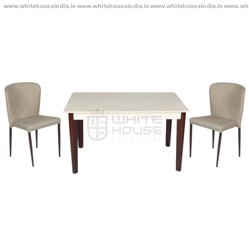 A-17/y58 Dining Table Set (1+4) 1.3M*0.8M / Off White Wooden Base With Artificial Marble Top Chair