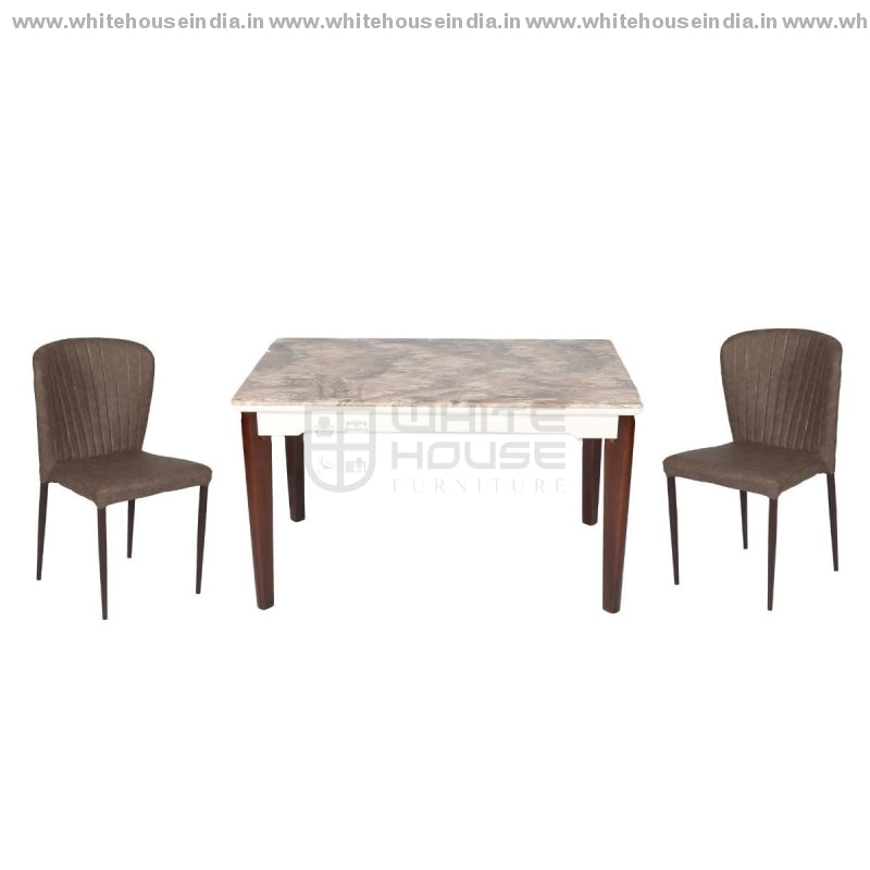 A-7/y58 Dining Table Set (1+4) 1.3M*0.8M / Brown Wooden Base With Artificial Marble Top Chair Metal