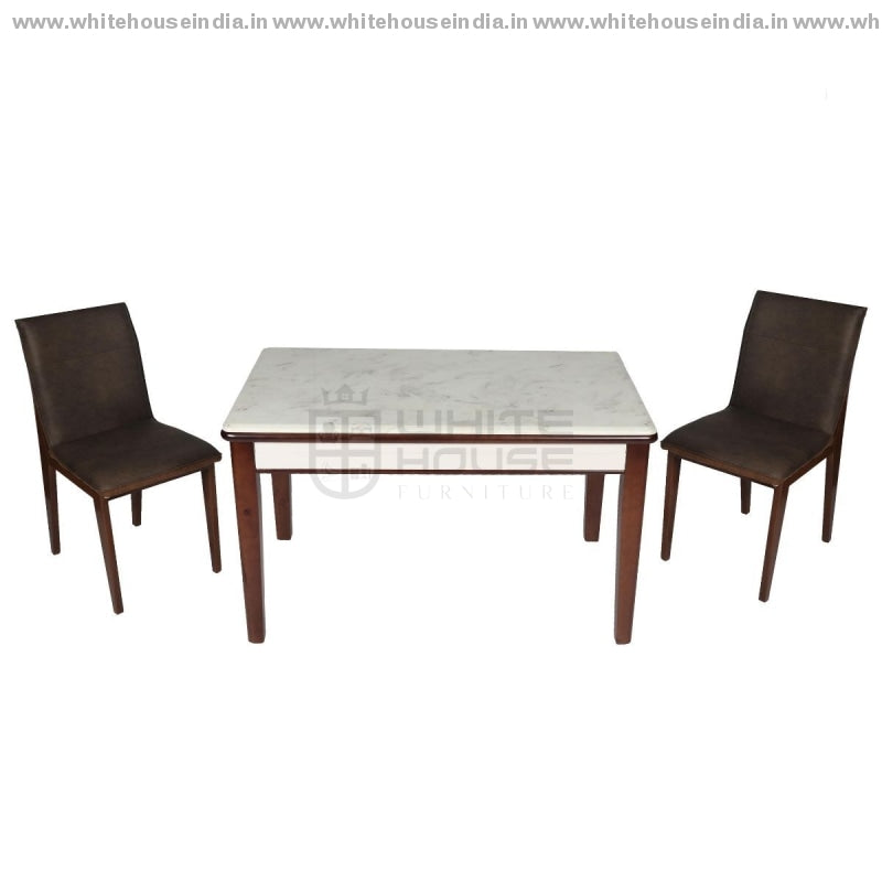 A86/2019-1 Dining Table Set (1+4) 1.3M*0.8M / Off White Wooden Base With Artificial Marble Top Chair