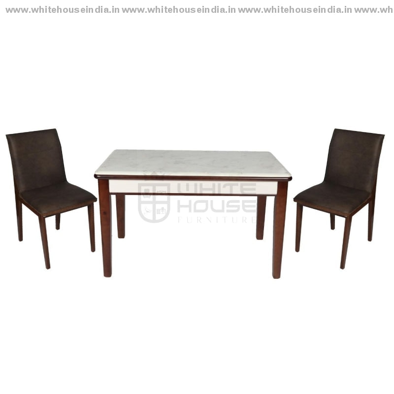 A86/2019-1 Dining Table Set (1+6) 1.5M*0.9M / Brown Wooden Base With Artificial Marble Top Chair