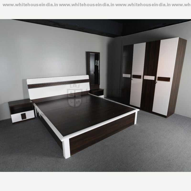 Bs-153 Bedroom Set 1.8M King Size Bed Mattress = 71*79 Inc. / Off White Material Mdf With Deco Paint