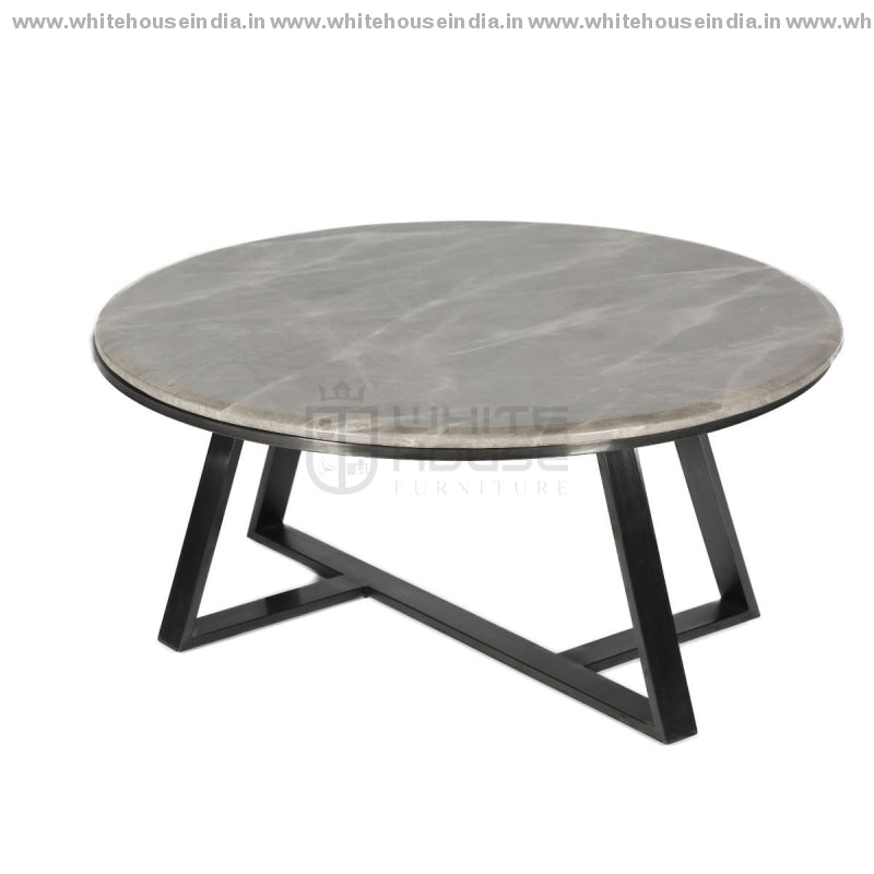 Ct-2105 Center Table 0.9M*0.9M / Black Stainless Steel Base With Artificial Marble Top Center Tables