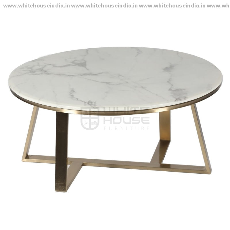 Ct-2105 Center Table 0.9M*0.9M / #ffdf00 Stainless Steel Base With Artificial Marble Top Center