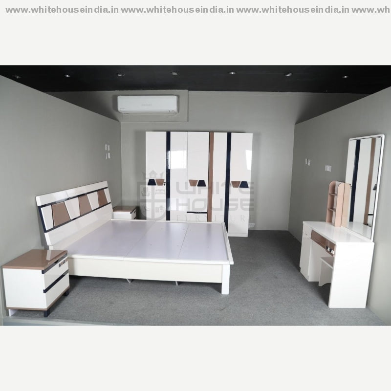S03 Bedroom Set 1.5M Queen Size Bed Mattress = 59*79 Inc. / Off White Material Mdf With Deco Paint