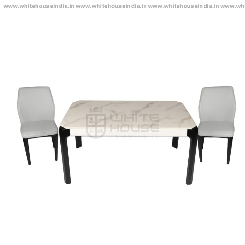S70/8063-2 Dining Table Set (1+6) 1.5M*0.9M / Off White Wooden Base With Artificial Marble Top Chair