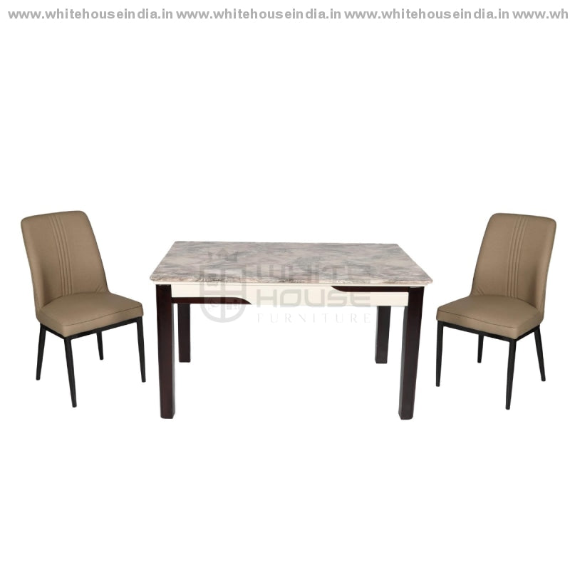 Xl-06/c-958 Dining Table Aet (1+4) 1.3M*0.8M / Brown Wooden Base With Artificial Marble Top Chair